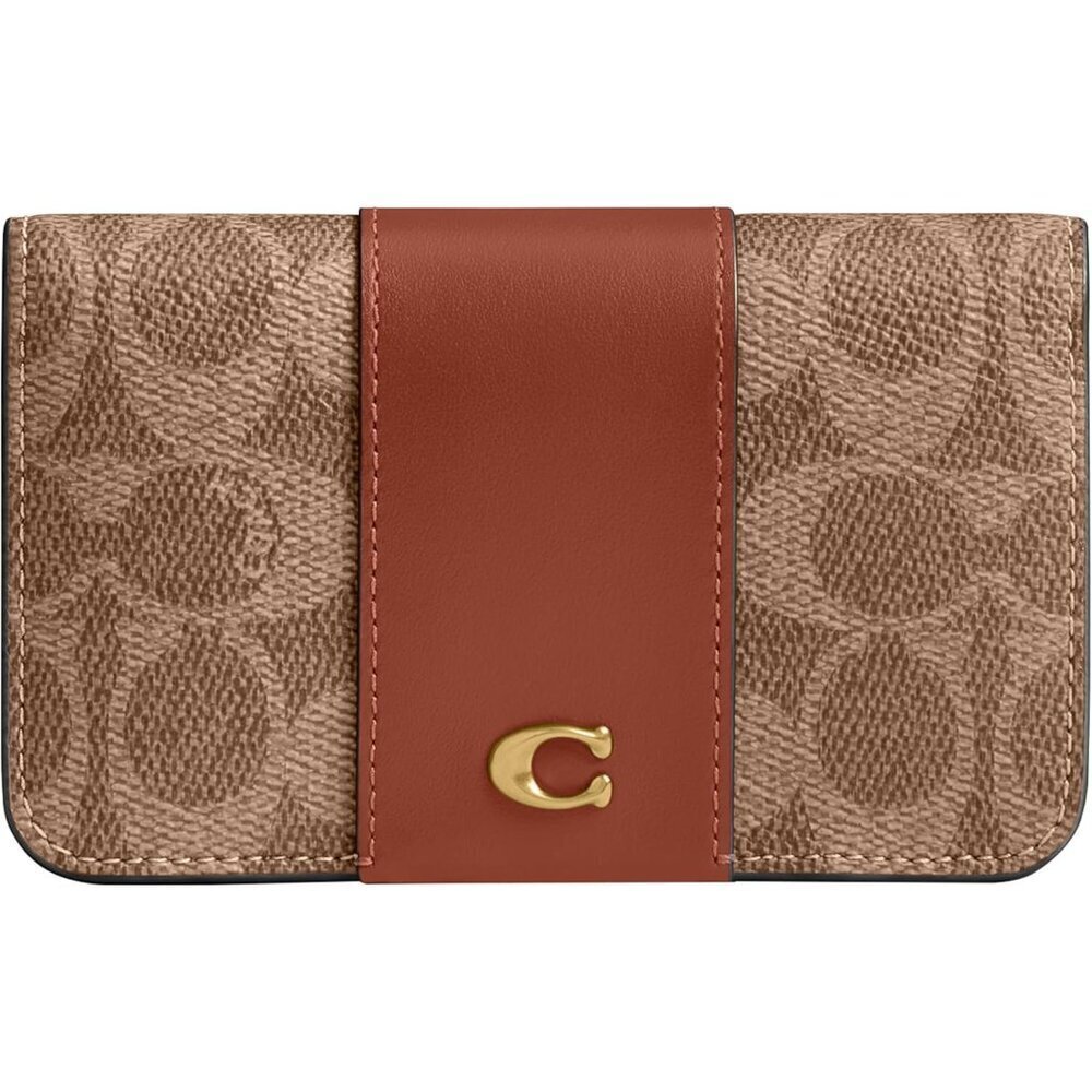 Coated Canvas Leather Slim Card Case Womens Organizer RFID Safe